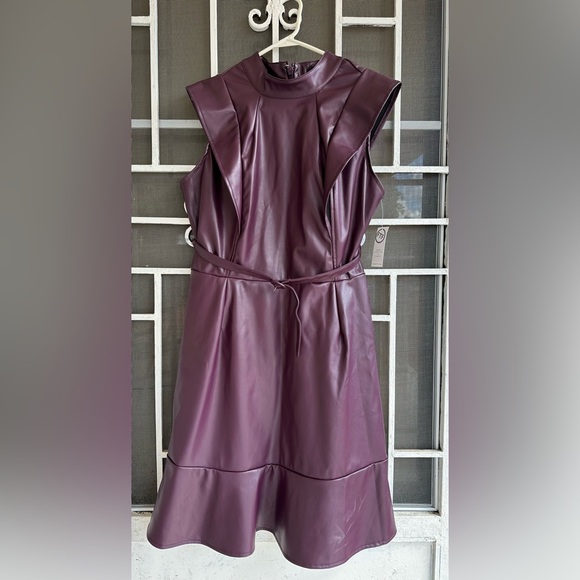 Fashion to Figure Dresses & Skirts - Fashion to Figure NWOT dark purple dress, vegan leather, 1X,